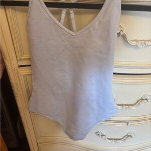 Aritzia baby blue Bodysuit with Spaghetti Straps and V-Neckline